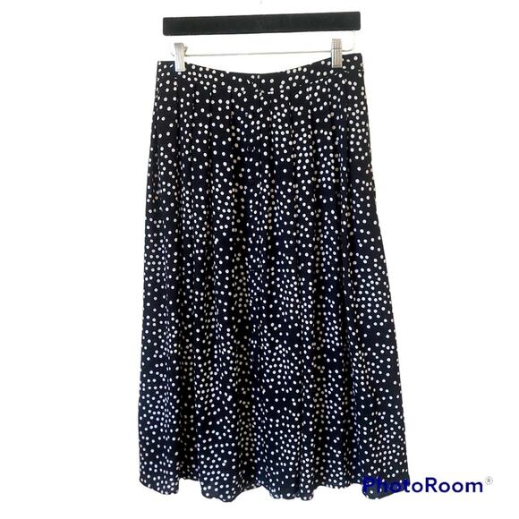 NWT Talbots Maxi Skirt Womens Black Polka Dot Pleated Modest Buttons New Long - Picture 1 of 10